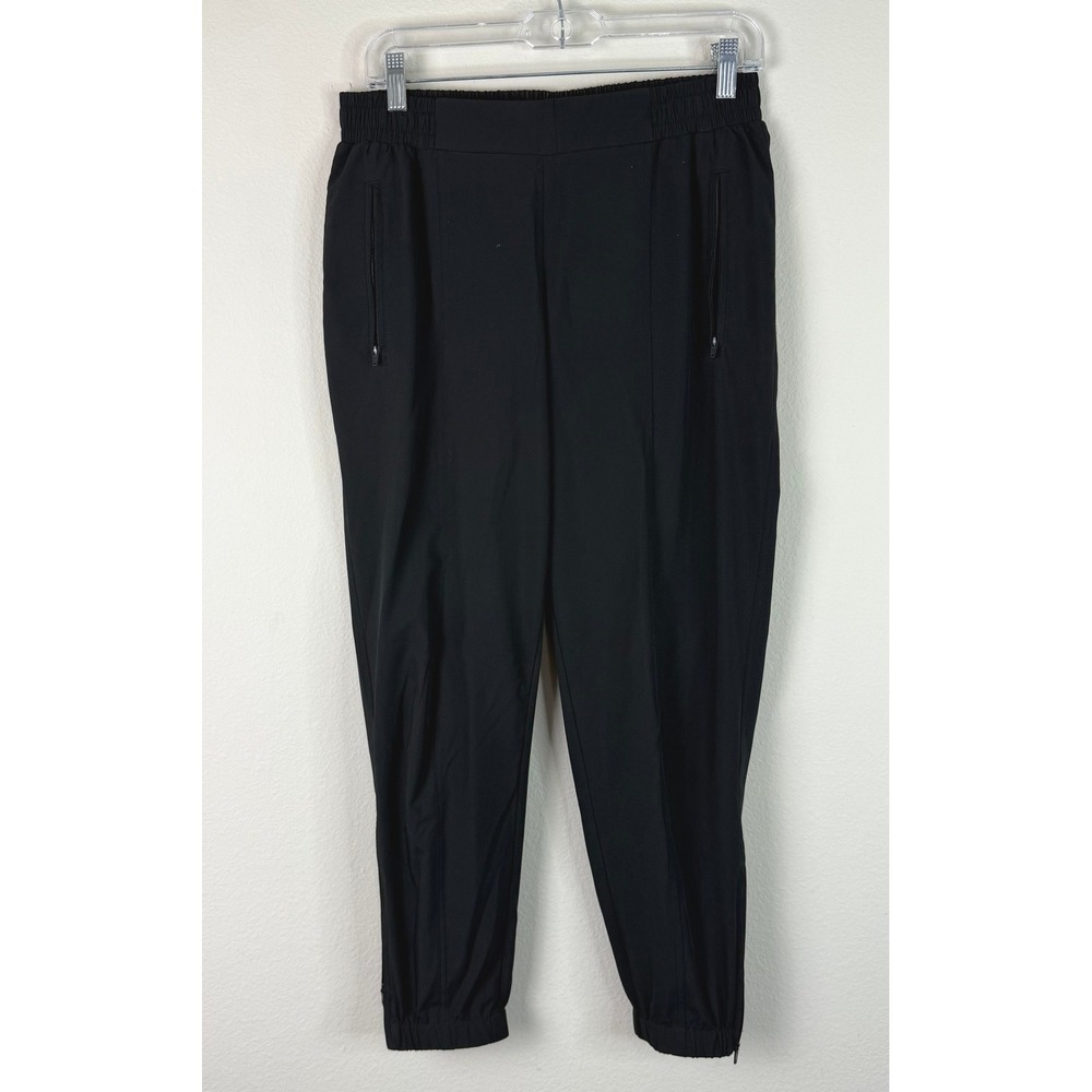 Old Navy Joggers Women M StretchTech Black Active Tapered Zip Pocket Ankle Zip